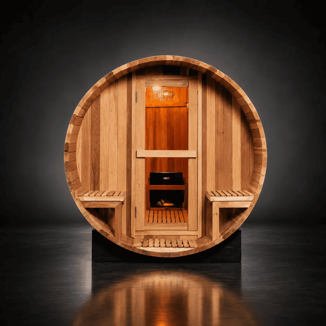 4-Person Red Cedar Barrel Sauna with Electric Heater