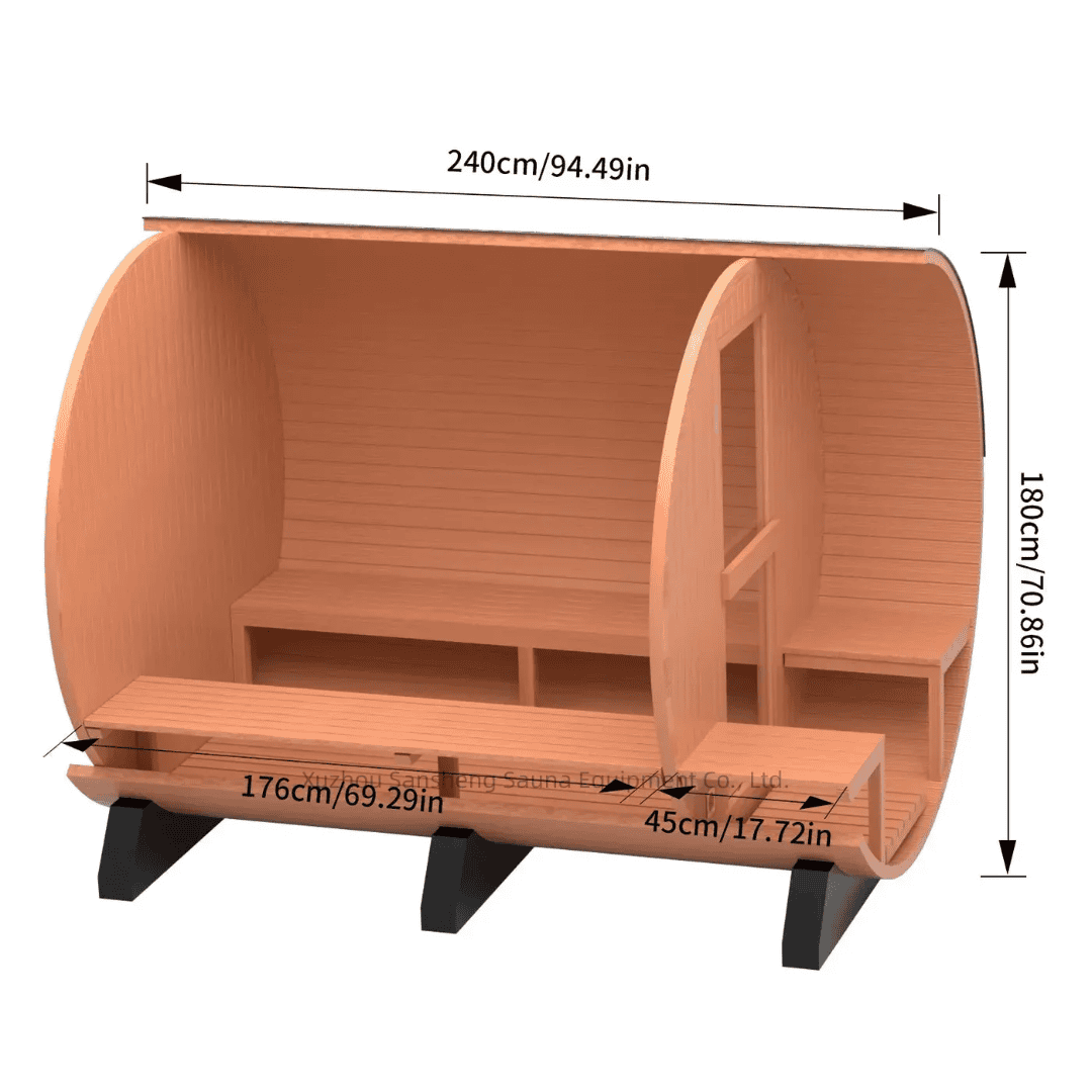 4-Person Red Cedar Barrel Sauna with Electric Heater