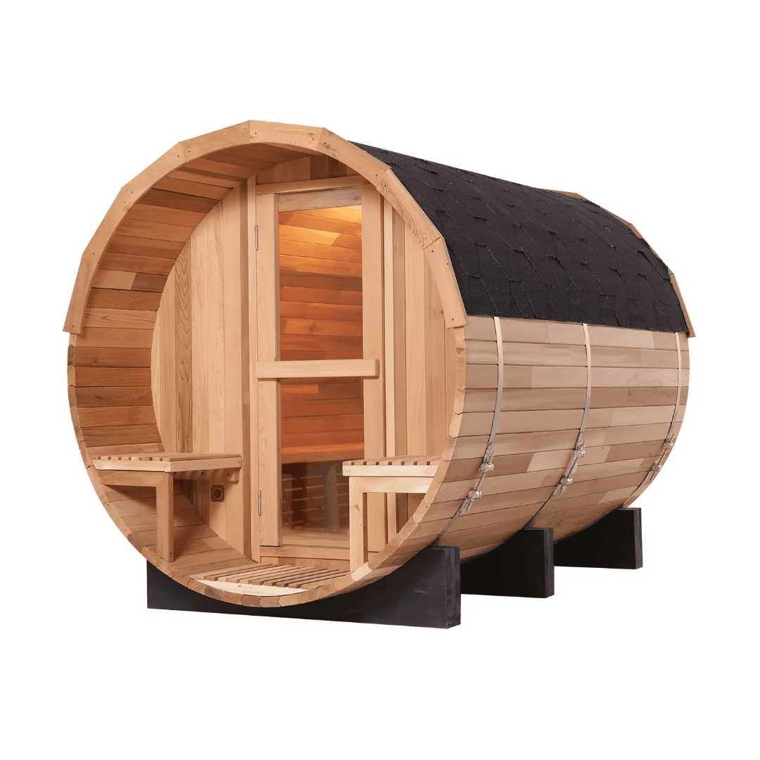 4-Person Red Cedar Barrel Sauna with Electric Heater