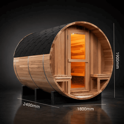 4-Person Red Cedar Barrel Sauna with Electric Heater