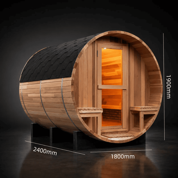 4-Person Red Cedar Barrel Sauna with Electric Heater